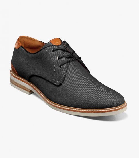 Florsheim Men's Highland Canvas Plain Toe Oxford - Black - Click Image to Close