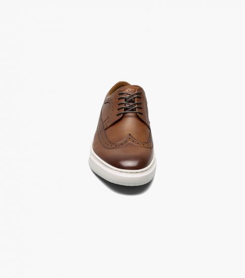 Florsheim Men's Premier Wingtip Lace Up Sneaker - Cognac - Click Image to Close