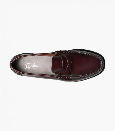 Florsheim Men's Berkley Moc Toe Penny Loafer - Burgundy - Click Image to Close