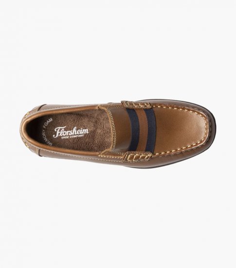 Florsheim Jasper Jr. Boys Moc Toe Strap Loafer - Saddle Tan - Click Image to Close