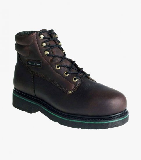 Florsheim Men's Utility Work Steel Toe Brown Plain Toe Lace Up Boot - Brown - Click Image to Close