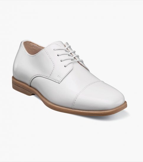 Florsheim Reveal Jr. Boys Cap Toe Oxford - White - Click Image to Close