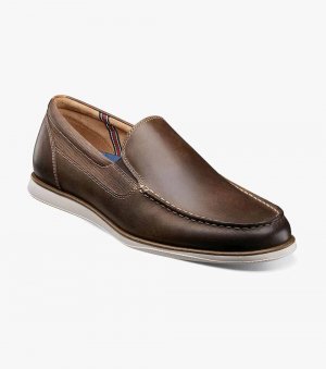 Florsheim Men's Atlantic Moc Toe Venetian Slip On - Brown CH