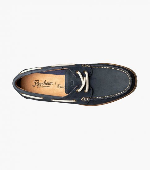 Florsheim Men's Atlantic Moc Toe Boat Shoe - Navy - Click Image to Close