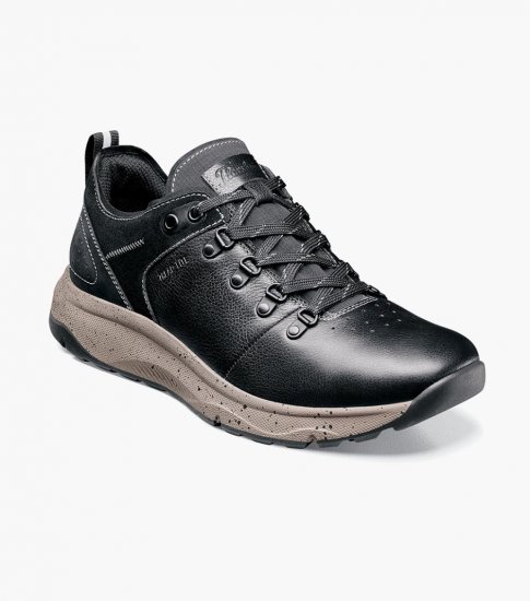 Florsheim Men's Tread Lite Plain Toe Lace Up Sneaker - Black Tumbled - Click Image to Close