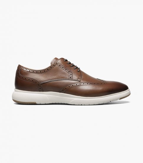 Florsheim Men's Dash Wingtip Oxford - Cognac Multi - Click Image to Close