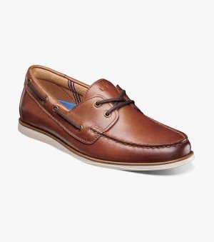 Florsheim Men's Atlantic Moc Toe Boat Shoe - Cognac