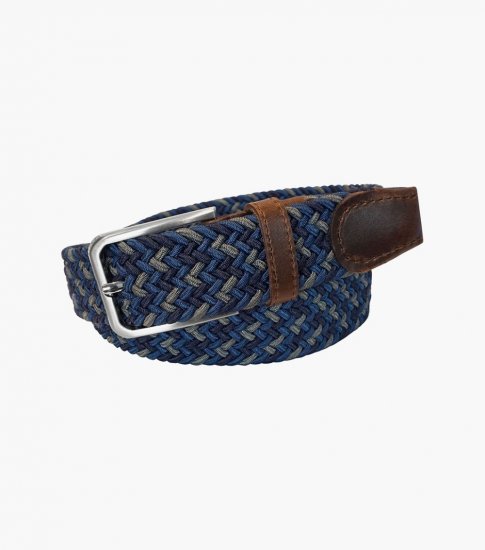 Florsheim Myles Woven Elastic Belt - Navy - Click Image to Close