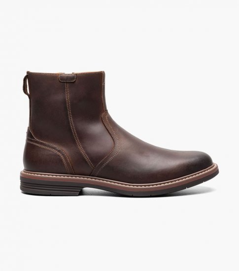 Florsheim Men's Norwalk Plain Toe Side Zip Boot - Brown CH - Click Image to Close