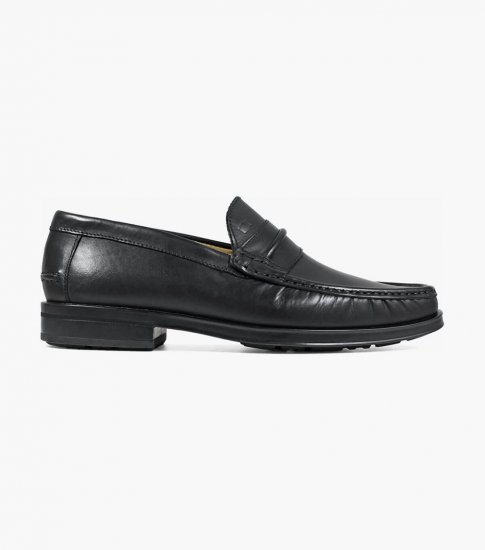 Florsheim Men's Palace Moc Toe Strap Loafer - Black - Click Image to Close