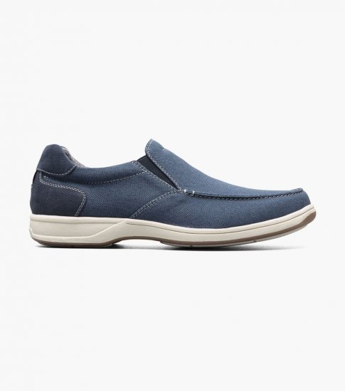 Florsheim Men's Lakeside Canvas Moc Toe Slip On - Navy - Click Image to Close