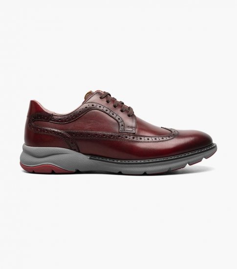 Florsheim Men's Frenzi Wingtip Oxford - Burgundy - Click Image to Close