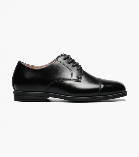 Florsheim Reveal Jr. Boys Cap Toe Oxford - Black - Click Image to Close