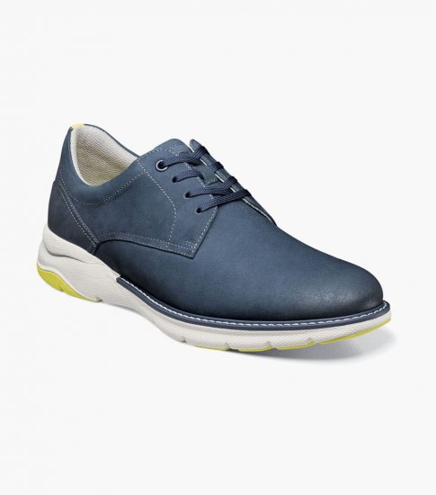 Florsheim Men's Frenzi Plain Toe Oxford - Navy Nubuck - Click Image to Close