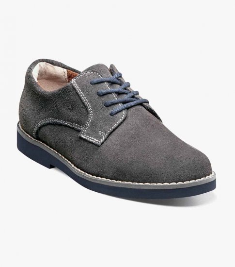 Florsheim Kearny Jr. Boys Plain Toe Oxford - Gray Suede - Click Image to Close