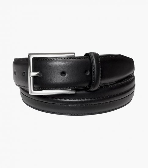 Florsheim Caprio Genuine Leather Belt - Black - Click Image to Close