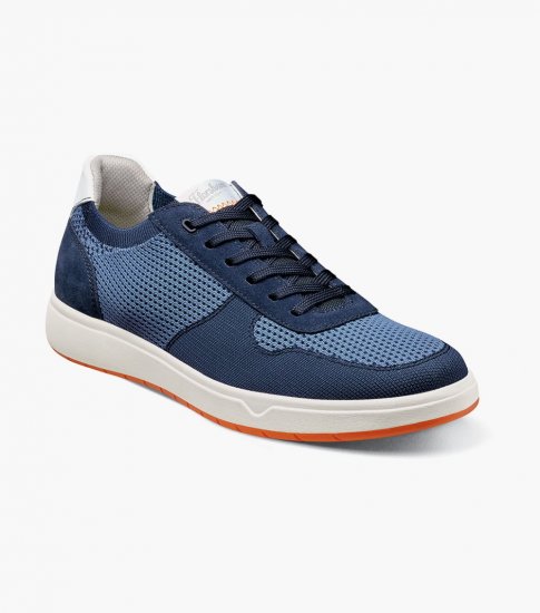 Florsheim Men's Heist Knit 6-Eye Lace To Toe Sneaker - Blue - Click Image to Close