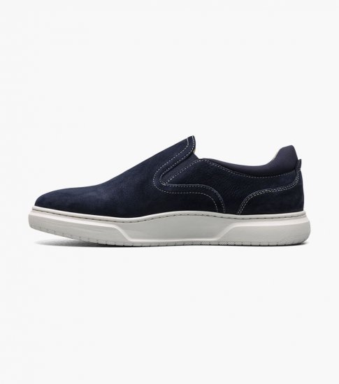 Florsheim Men's Premier Plain Toe Slip On Sneaker - Navy - Click Image to Close