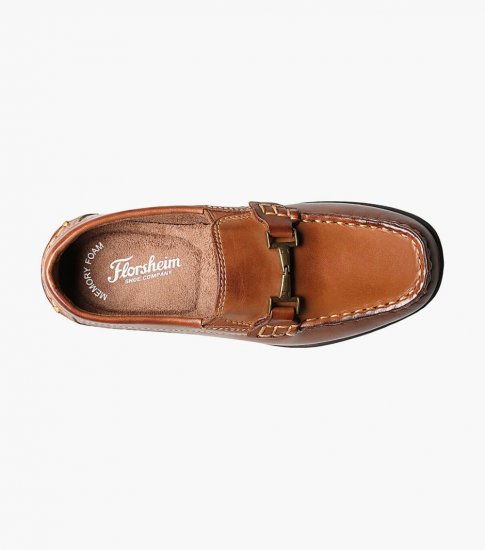 Florsheim Jasper Jr. Boys Moc Toe Bit Loafer - Saddle Tan - Click Image to Close