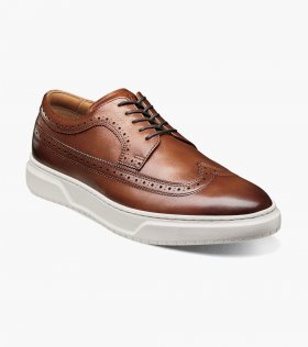 Florsheim Men's Premier Wingtip Lace Up Sneaker - Cognac