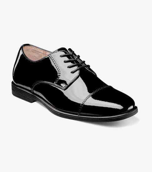 Florsheim Reveal Jr. Boys Cap Toe Oxford - Black Patent - Click Image to Close