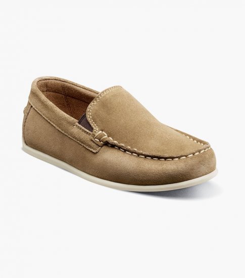 Florsheim Jasper Jr. Boys Moc Toe Venetian Loafer - Khaki - Click Image to Close