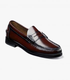 Florsheim Men's Berkley Moc Toe Penny Loafer - Burgundy