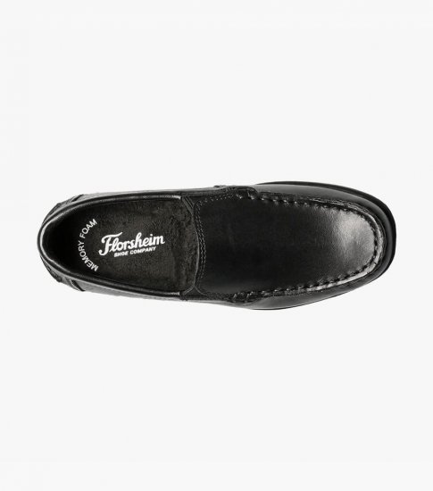 Florsheim Jasper Jr. Boys Moc Toe Venetian Loafer - Black - Click Image to Close