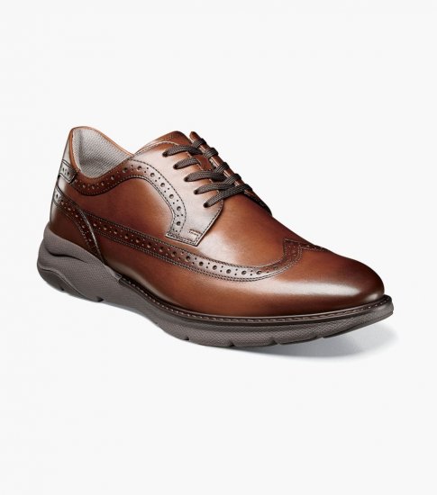 Florsheim Men's Frenzi Wingtip Oxford - Cognac - Click Image to Close