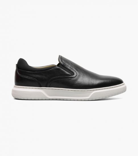 Florsheim Men's Premier Plain Toe Slip On Sneaker - Black - Click Image to Close