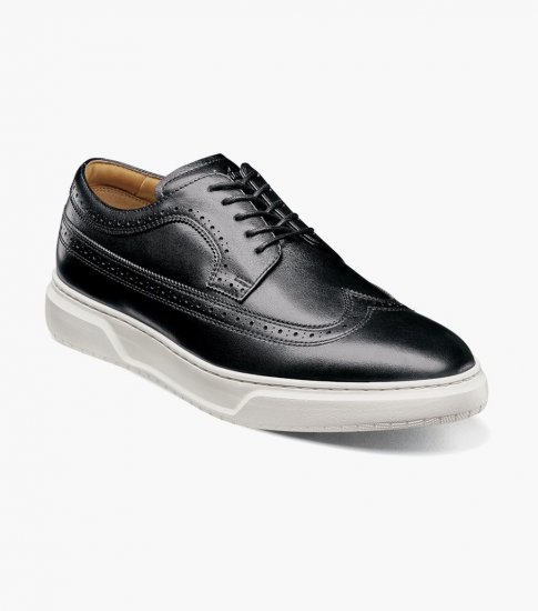 Florsheim Men's Premier Wingtip Lace Up Sneaker - Black - Click Image to Close