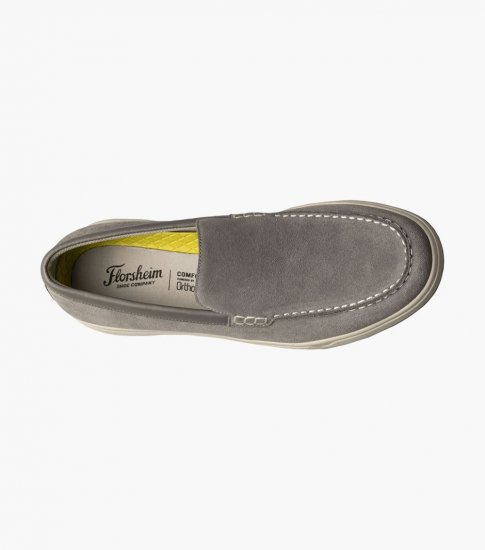 Florsheim Men's Heist Moc Toe Venetian Loafer - Gray Suede - Click Image to Close