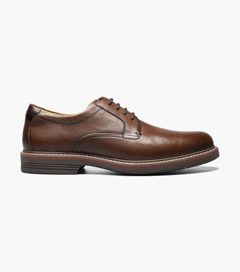 Florsheim Men's Norwalk Plain Toe Oxford - Cognac Tumbled - Click Image to Close