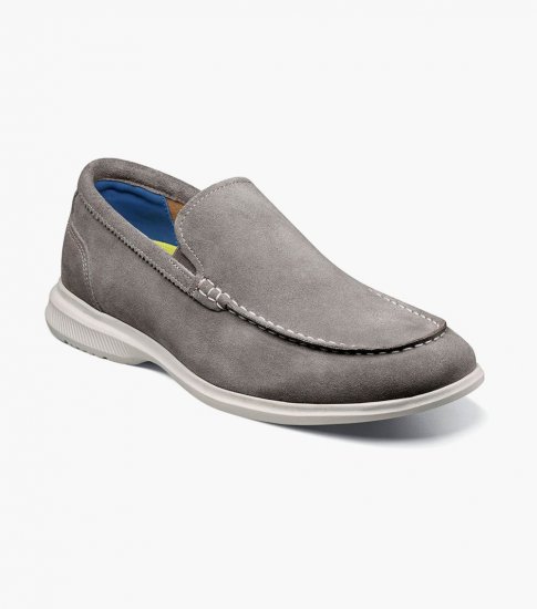 Florsheim Men's Hamptons Moc Toe Venetian Loafer - Gray Suede - Click Image to Close