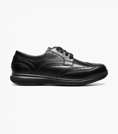 Florsheim Great Lakes Jr. Boys Wingtip Oxford - Black - Click Image to Close