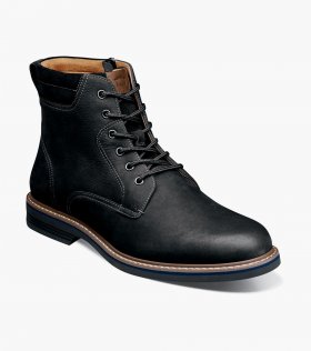 Florsheim Men's Norwalk Plain Toe Lace Up Boot - Black Nubuck