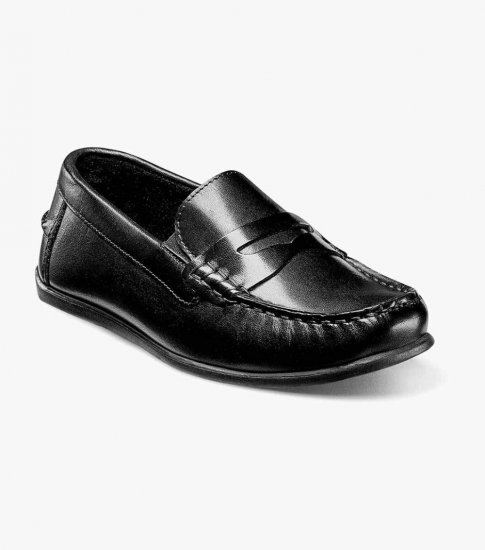 Florsheim Jasper Jr. Boys Moc Toe Penny Driver - Black - Click Image to Close