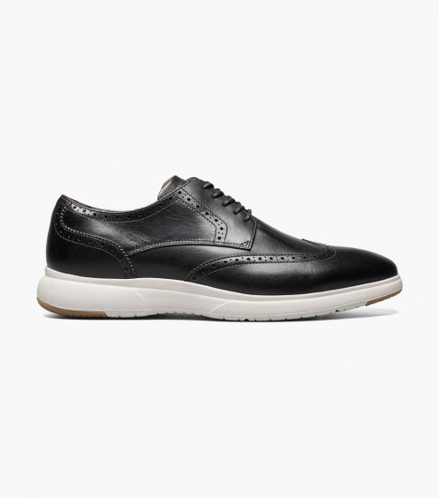 Florsheim Men's Dash Wingtip Oxford - Black w/White - Click Image to Close