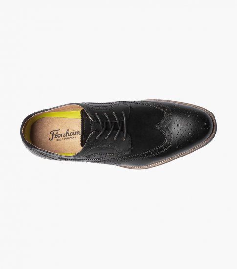 Florsheim Men's Uptown Spicy Wingtip Oxford - Black - Click Image to Close