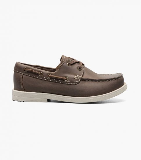 Florsheim Croquet Jr. Boys Moc Toe Boat Shoe - Brown CH - Click Image to Close