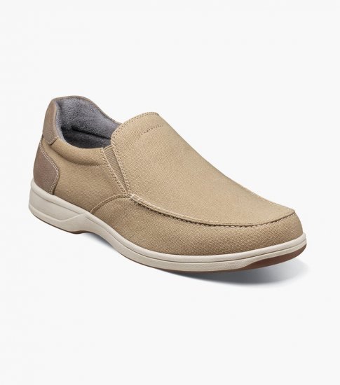 Florsheim Men's Lakeside Canvas Moc Toe Slip On - Sand Multi - Click Image to Close