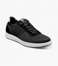 Florsheim Men's Heist Knit 6-Eye Lace To Toe Sneaker - Black w/White