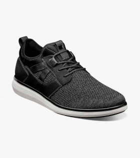 Florsheim Men's Venture Knit Plain Toe Lace Up Sneaker - Black