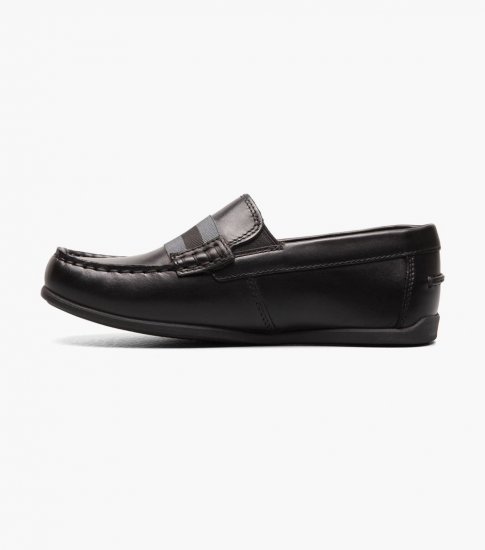 Florsheim Jasper Jr. Boys Moc Toe Strap Loafer - Black - Click Image to Close