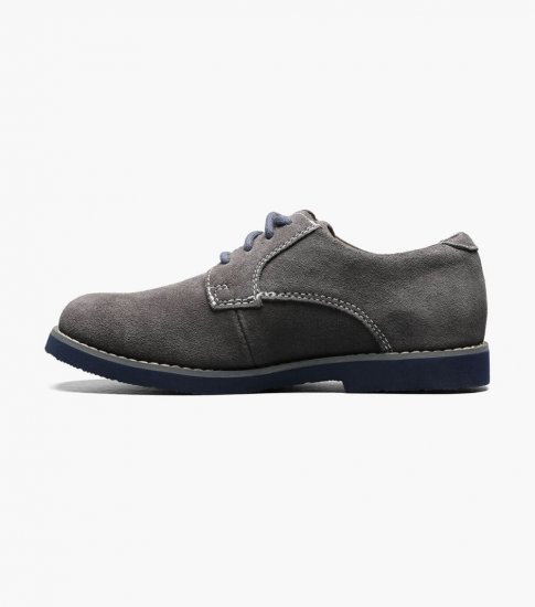 Florsheim Kearny Jr. Boys Plain Toe Oxford - Gray Suede - Click Image to Close