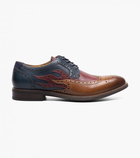 Florsheim Men's Uptown Spicy Wingtip Oxford - Cognac Multi - Click Image to Close