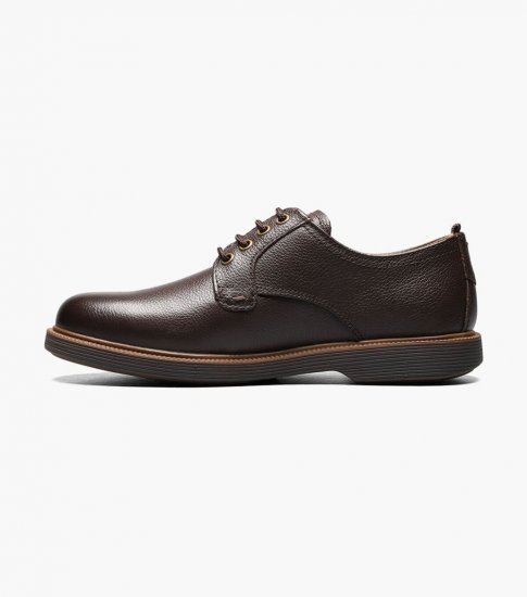 Florsheim Supacush Jr. Boys Plain Toe Oxford - Brown Tumbled - Click Image to Close