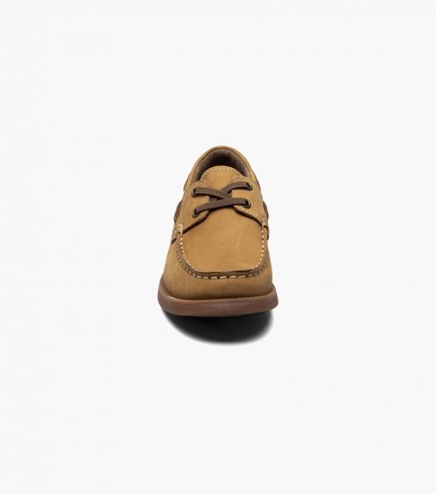 Florsheim Croquet Jr. Boys Moc Toe Boat Shoe - Tan - Click Image to Close