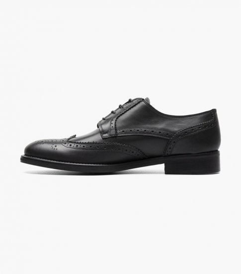 Florsheim Men's Russell Wingtip Perf Oxford - Black - Click Image to Close