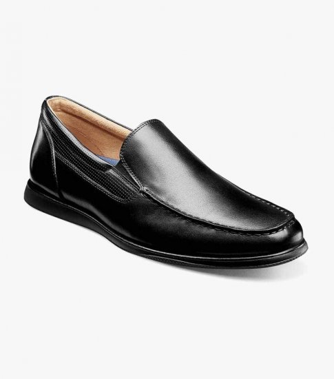 Florsheim Men's Atlantic Moc Toe Venetian Slip On - Black - Click Image to Close